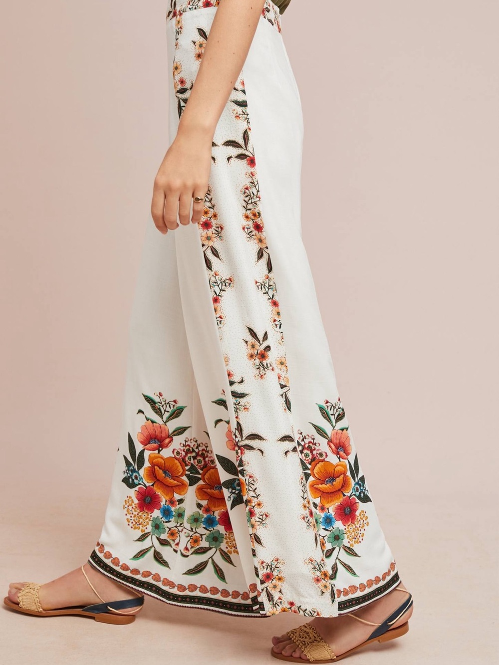 Farm Rio Anthropology Melilla Flare Trousers Floral Ivory Size S